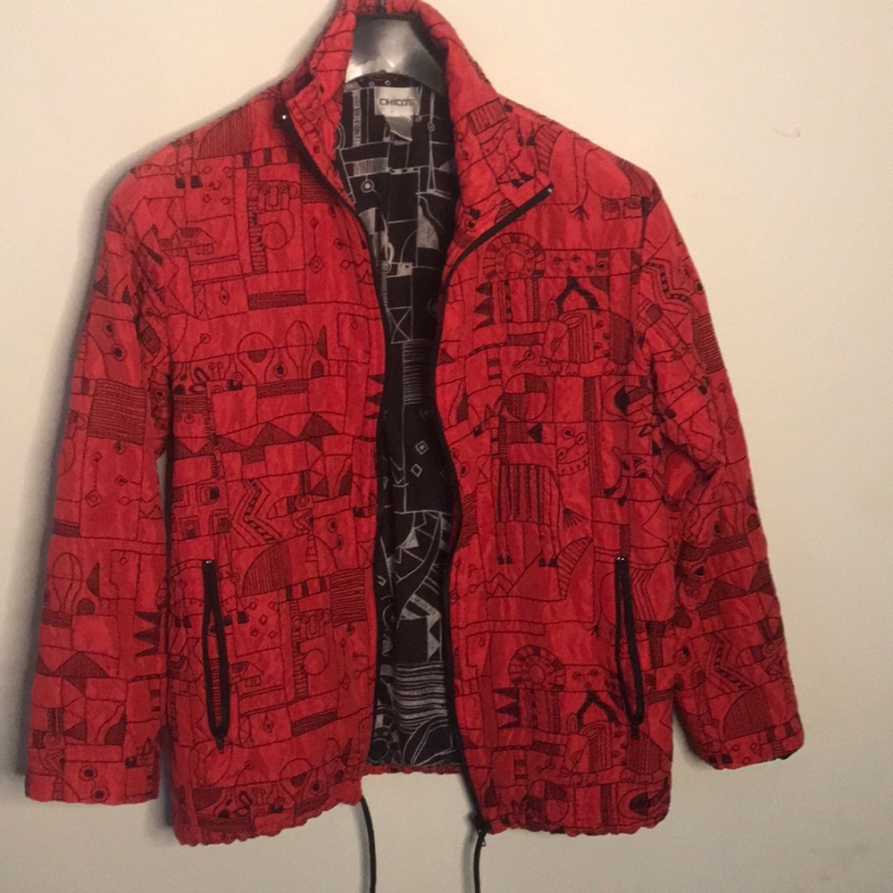 Chico’s Jacket Red Black Design
